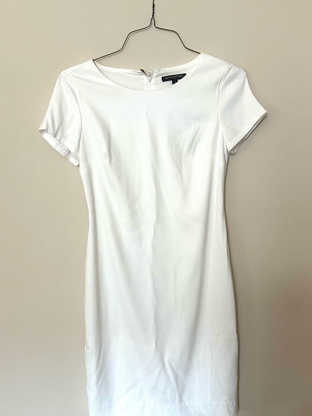 Banana Republic White Short-Sleeve Sheath Dress